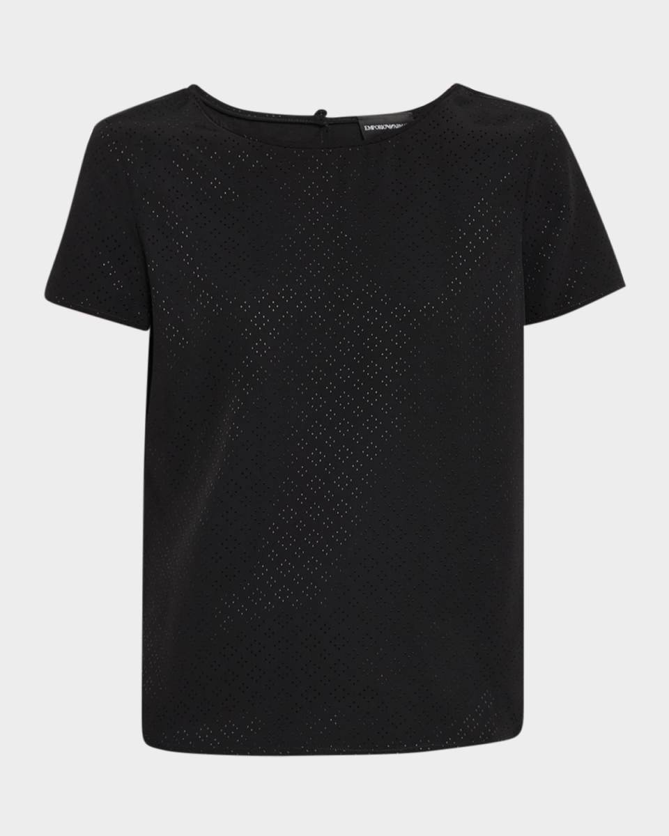 Diamond-Textured Viscose Satin Tee